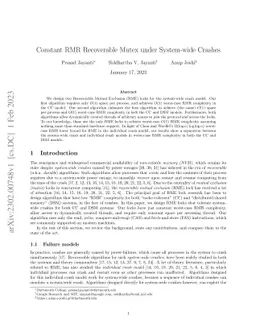Constant RMR Recoverable Mutex under System-wide Crashes