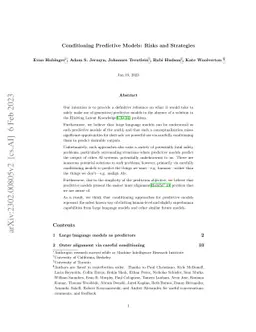 Conditioning Predictive Models: Risks and Strategies