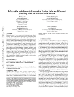 Inform the uninformed: Improving Online Informed Consent Reading with an
  AI-Powered Chatbot