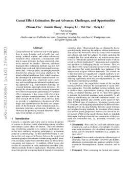 Causal Effect Estimation: Recent Advances, Challenges, and Opportunities