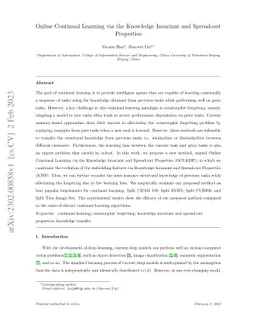 Online Continual Learning via the Knowledge Invariant and Spread-out
  Properties