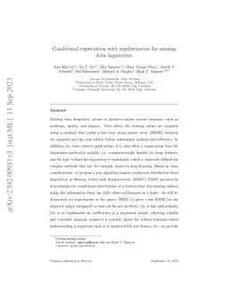 Conditional expectation with regularization for missing data imputation