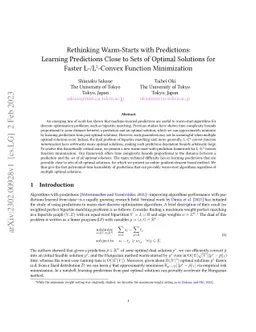 Rethinking Warm-Starts with Predictions: Learning Predictions Close to
  Sets of Optimal Solutions for Faster $\text{L}$-/$\text{L}^\natural$-Convex
  Function Minimization