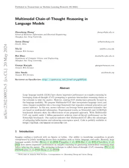 Multimodal Chain-of-Thought Reasoning in Language Models