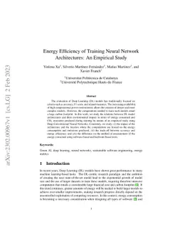 Energy Efficiency of Training Neural Network Architectures: An Empirical
  Study