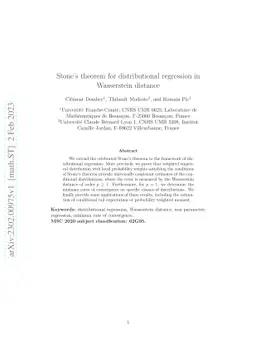 Stone's theorem for distributional regression in Wasserstein distance