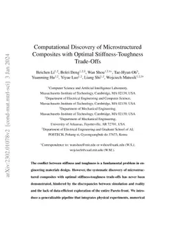 Computational Discovery of Microstructured Composites with Optimal
  Stiffness-Toughness Trade-Offs