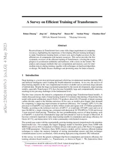 A Survey on Efficient Training of Transformers