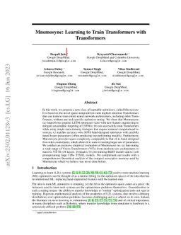 Mnemosyne: Learning to Train Transformers with Transformers