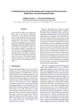 Combining Deep Neural Reranking and Unsupervised Extraction for
  Multi-Query Focused Summarization