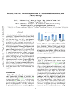 Boosting Low-Data Instance Segmentation by Unsupervised Pre-training
  with Saliency Prompt