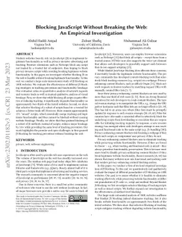 Blocking JavaScript without Breaking the Web: An Empirical Investigation