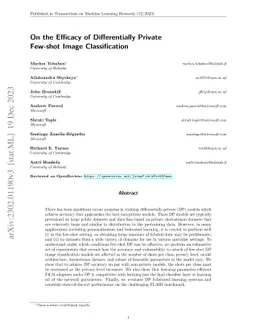 On the Efficacy of Differentially Private Few-shot Image Classification