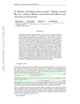 Is Model Ensemble Necessary? Model-based RL via a Single Model with
  Lipschitz Regularized Value Function