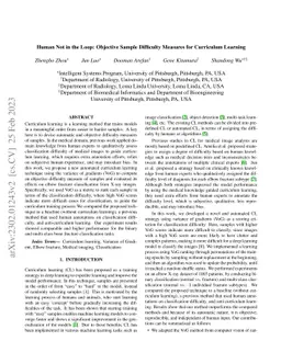 Human not in the loop: objective sample difficulty measures for
  Curriculum Learning