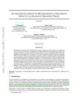 Augmented Learning of Heterogeneous Treatment Effects via Gradient
  Boosting Trees