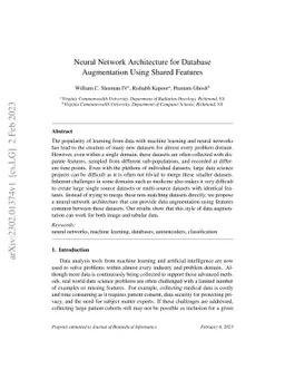 Neural Network Architecture for Database Augmentation Using Shared
  Features