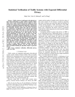 Statistical Verification of Traffic Systems with Expected Differential
  Privacy
