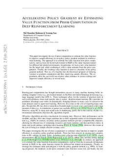 Accelerating Policy Gradient by Estimating Value Function from Prior
  Computation in Deep Reinforcement Learning