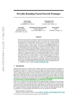 Provably Bounding Neural Network Preimages