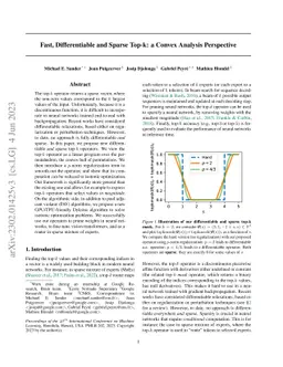 Fast, Differentiable and Sparse Top-k: a Convex Analysis Perspective