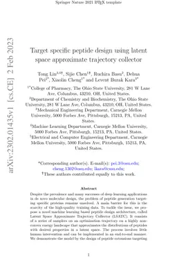 Target specific peptide design using latent space approximate trajectory
  collector