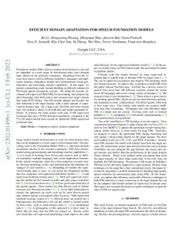 Efficient Domain Adaptation for Speech Foundation Models