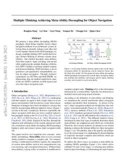 Multiple Thinking Achieving Meta-Ability Decoupling for Object
  Navigation