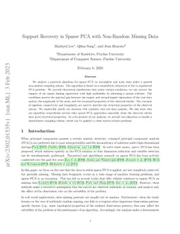 Support Recovery in Sparse PCA with Non-Random Missing Data