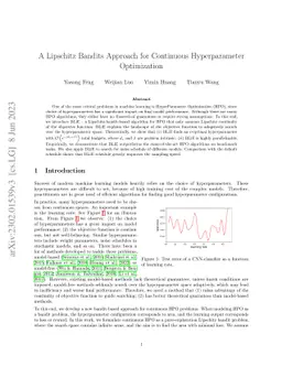 A Lipschitz Bandits Approach for Continuous Hyperparameter Optimization