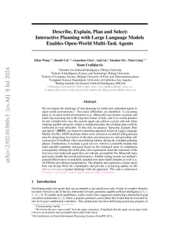 Describe, Explain, Plan and Select: Interactive Planning with Large
  Language Models Enables Open-World Multi-Task Agents