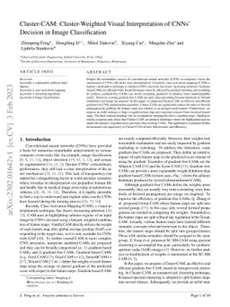 Cluster-CAM: Cluster-Weighted Visual Interpretation of CNNs' Decision in
  Image Classification