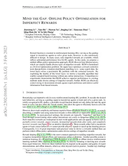 Mind the Gap: Offline Policy Optimization for Imperfect Rewards