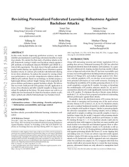 Revisiting Personalized Federated Learning: Robustness Against Backdoor
  Attacks