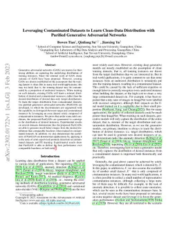 Leveraging Contaminated Datasets to Learn Clean-Data Distribution with
  Purified Generative Adversarial Networks