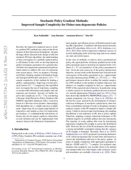 Stochastic Policy Gradient Methods: Improved Sample Complexity for
  Fisher-non-degenerate Policies