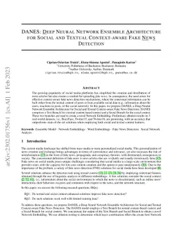 DANES: Deep Neural Network Ensemble Architecture for Social and Textual
  Context-aware Fake News Detection