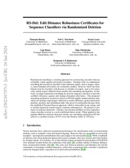 RS-Del: Edit Distance Robustness Certificates for Sequence Classifiers
  via Randomized Deletion