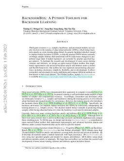 BackdoorBox: A Python Toolbox for Backdoor Learning