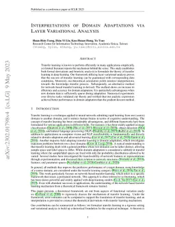 Interpretations of Domain Adaptations via Layer Variational Analysis