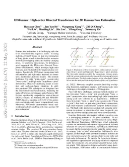 HDFormer: High-order Directed Transformer for 3D Human Pose Estimation