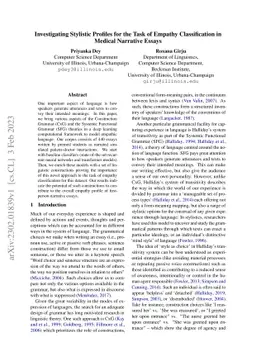 Investigating Stylistic Profiles for the Task of Empathy Classification
  in Medical Narrative Essays