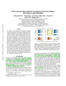 Entity-Agnostic Representation Learning for Parameter-Efficient
  Knowledge Graph Embedding