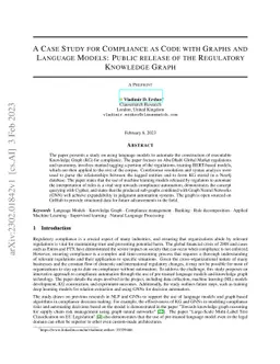 A Case Study for Compliance as Code with Graphs and Language Models:
  Public release of the Regulatory Knowledge Graph