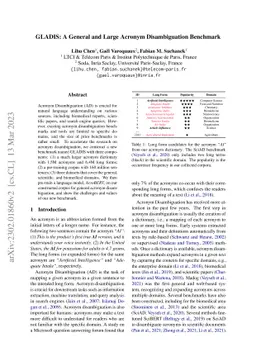 GLADIS: A General and Large Acronym Disambiguation Benchmark