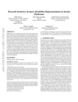 Towards Inclusive Avatars: Disability Representation in Avatar Platforms