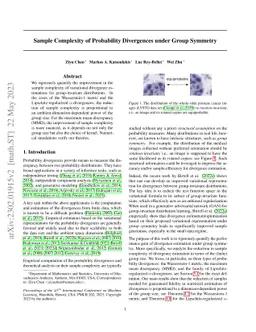 Sample Complexity of Probability Divergences under Group Symmetry