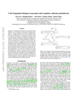 CAB: Empathetic Dialogue Generation with Cognition, Affection and
  Behavior