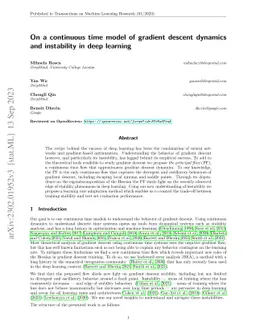 On a continuous time model of gradient descent dynamics and instability
  in deep learning