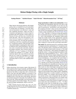 Robust Budget Pacing with a Single Sample